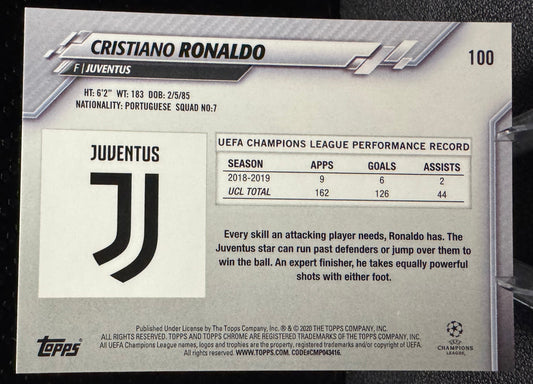 2019-20 Topps Chrome Sapphire UEFA Champions League #100 Cristiano Ronaldo