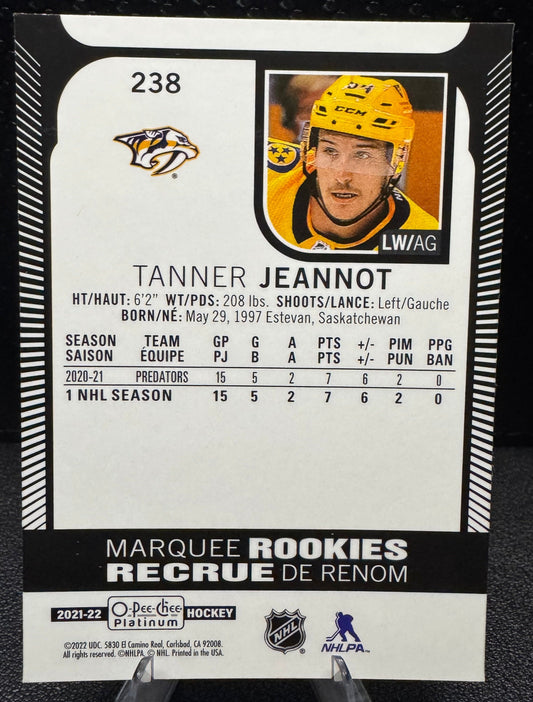 2021 - 22 O - Pee - Chee Platinum Marquee Rookies 238 Tanner Jeannot RC - 787 Hobby House