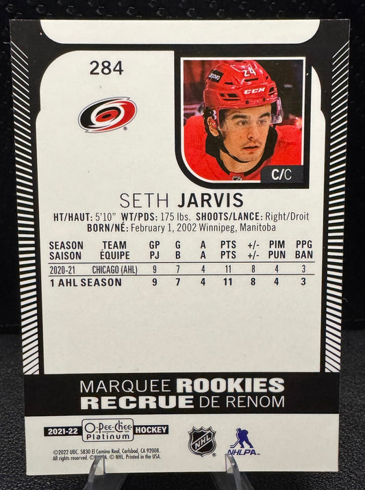 2021 - 22 O - Pee - Chee Platinum Marquee Rookies 284 Seth Jarvis RC - 787 Hobby House