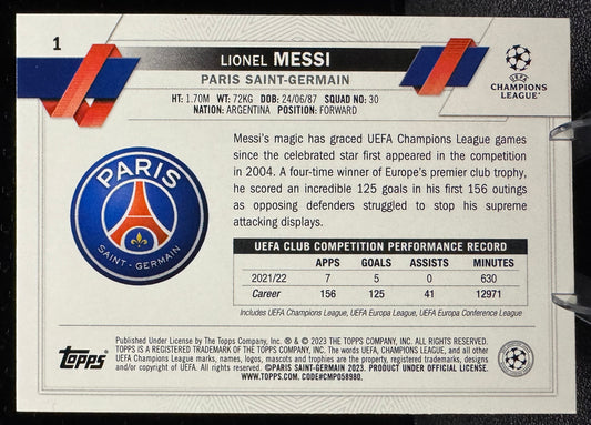 2022-23 Topps UEFA Club Competitions Carnaval #1 Lionel Messi Paris Saint Germain