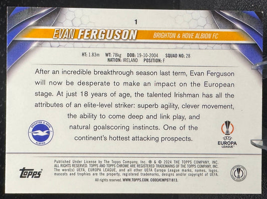 2023-24 Topps Chrome UEFA Club Competitions 1 Evan Ferguson Future Stars - 787 Hobby House