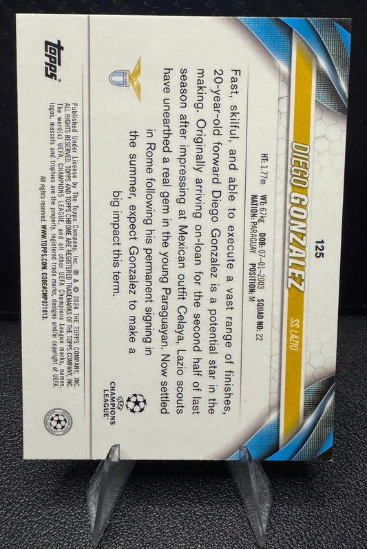 2023 - 24 Topps Chrome UEFA Club Competitions 125 Diego González RC Aqua Prism Refractor SS Lazio - 787 Hobby House