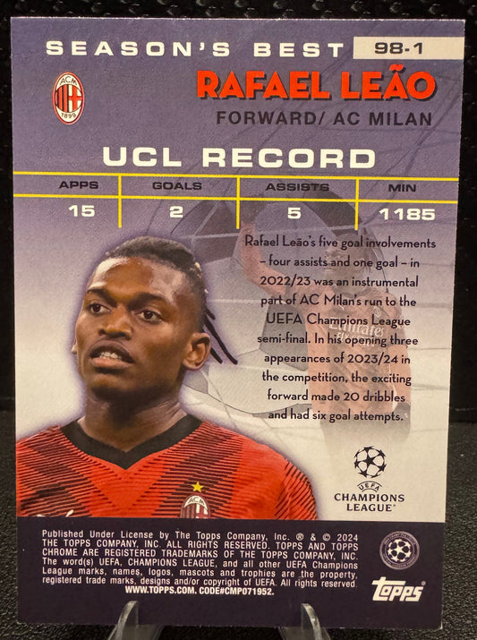 2023-24 Topps Chrome UEFA Club Competitions Shooting Stars 98-1 Rafael Leão - 787 Hobby House