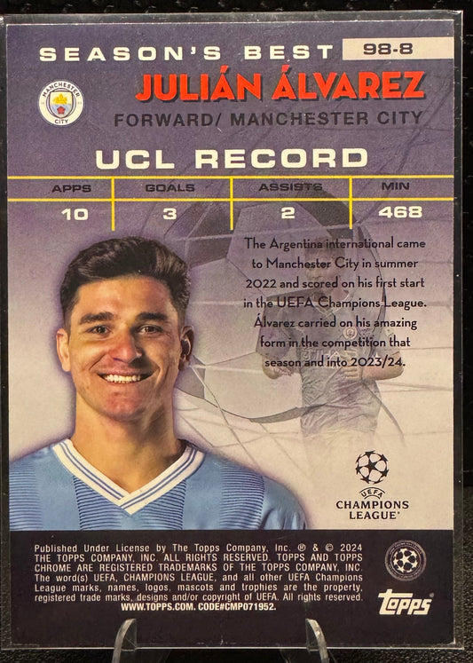 2023-24 Topps Chrome UEFA Club Competitions Shooting Stars 98-8 Julián Álvarez - 787 Hobby House