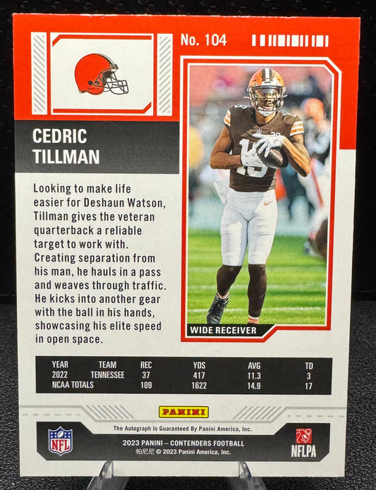 2023 Panini Contenders Rookie Ticket Variation Autographs 104 Cedric Tillman RC AU - 787 Hobby House