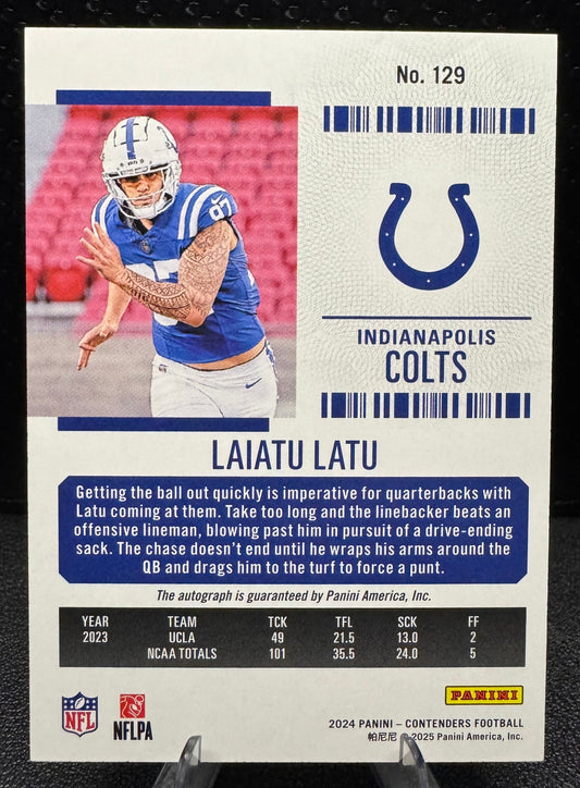 2024 Panini Contenders Rookie Ticket 129 Laiatu Latu AU RC - 787 Hobby House