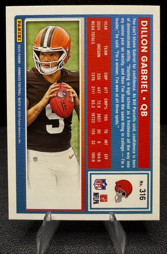 2025 Donruss 316 Dillon Gabriel RR RC Cleveland Browns - 787 Hobby House