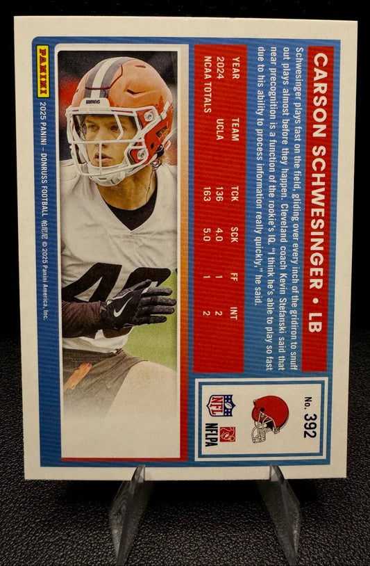 2025 Donruss 392 Carson Schwesinger RR RC Cleveland Browns - 787 Hobby House
