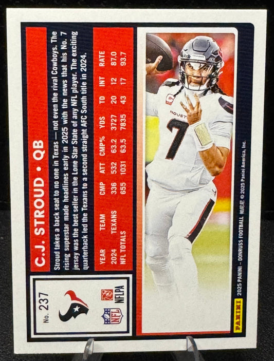 2025 Donruss Press Proof Purple 237 CJ Stroud Houston Texans - 787 Hobby House