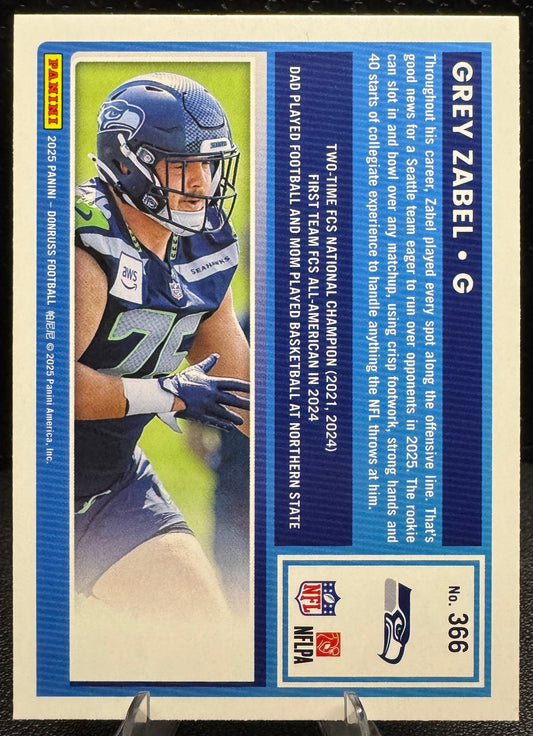 2025 Donruss Rated Rookie 366 Grey Zabel RC Seattle Seahawks - 787 Hobby House