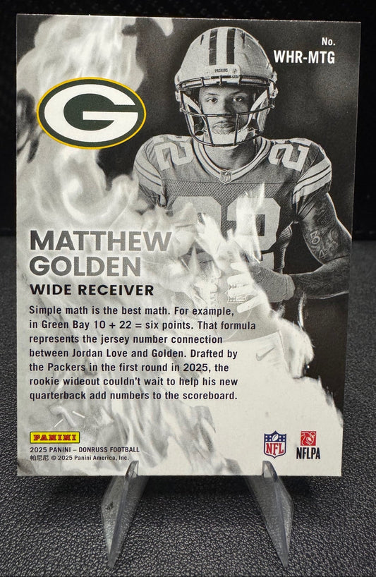 2025 Donruss WHR - MTG Matthew Golden White Hot Rookies RC Green Bay Packers - 787 Hobby House
