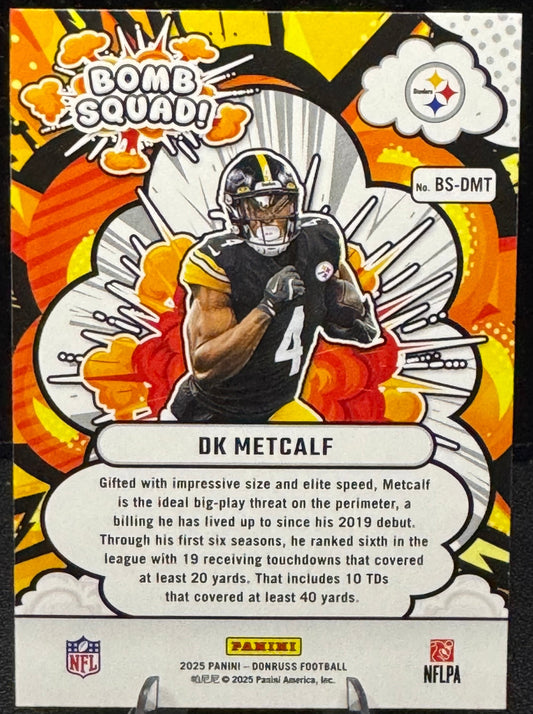 2025 Panini Donruss Bomb Squad! #BS-DMT DK Metcalf Pittsburgh Steelers - 787 Hobby House