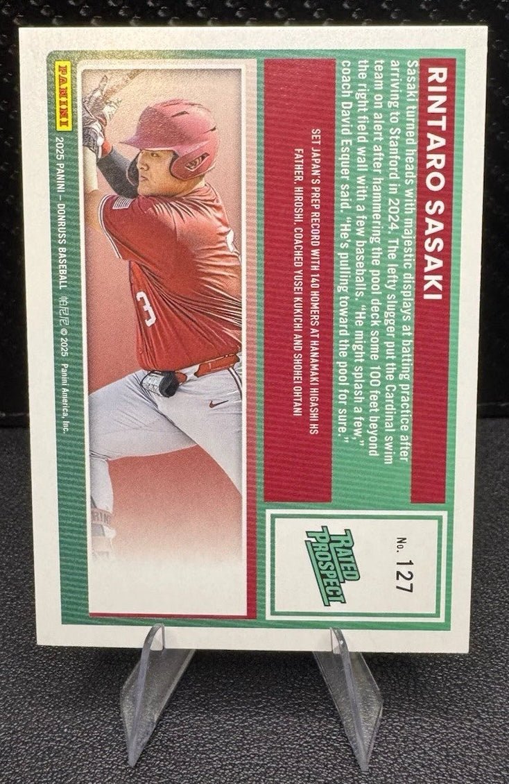 2025 Panini Donruss Rated Prospects 127 Rintaro Sasaki Green Lazer St. Louis Cardinals - 787 Hobby House