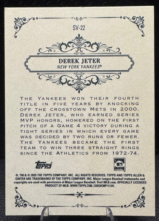 2025 Topps Allen & Ginter SV - 22 Derek Jeter Sweet Victory New York Yankees - 787 Hobby House