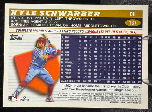 2025 Topps Archives 167 Kyle Schwarber Philadelphia Philles - 787 Hobby House