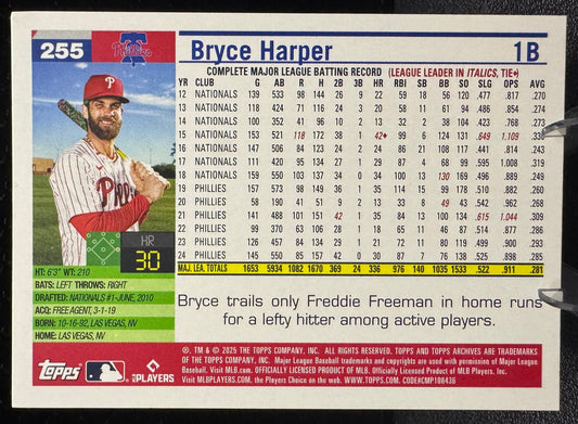 2025 Topps Archives 255 Bryce Harper Philadelphia Phillies - 787 Hobby House
