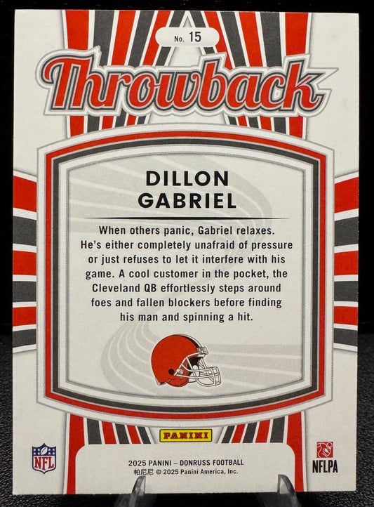 2025 Donruss 15 Dillon Gabriel Rated Rookies Throwback RR RC Cleveland Browns - 787 Hobby House