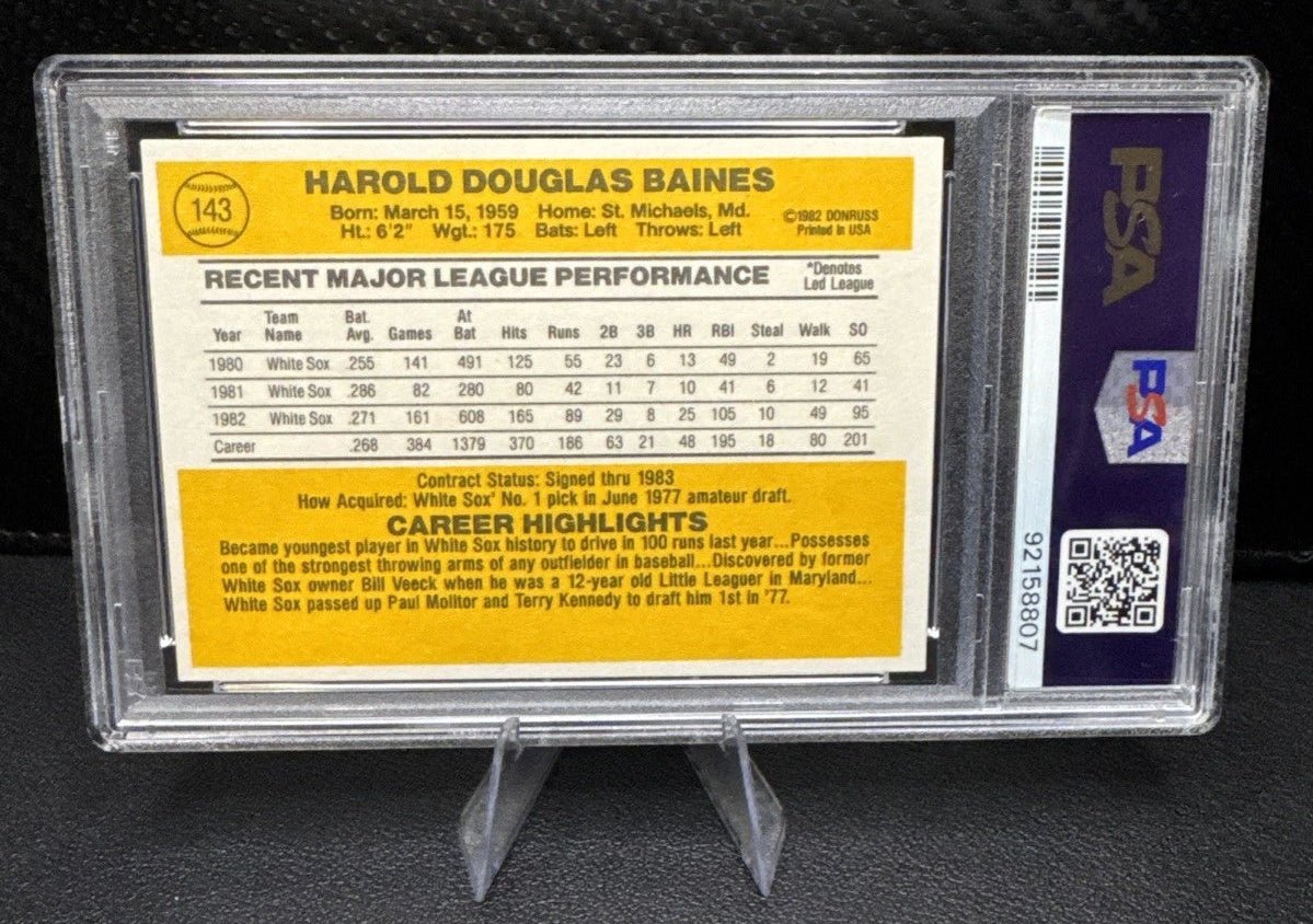 1983 Donruss - Harold Baines 143 Chicago White Sox PSA 8 - 787 Hobby House