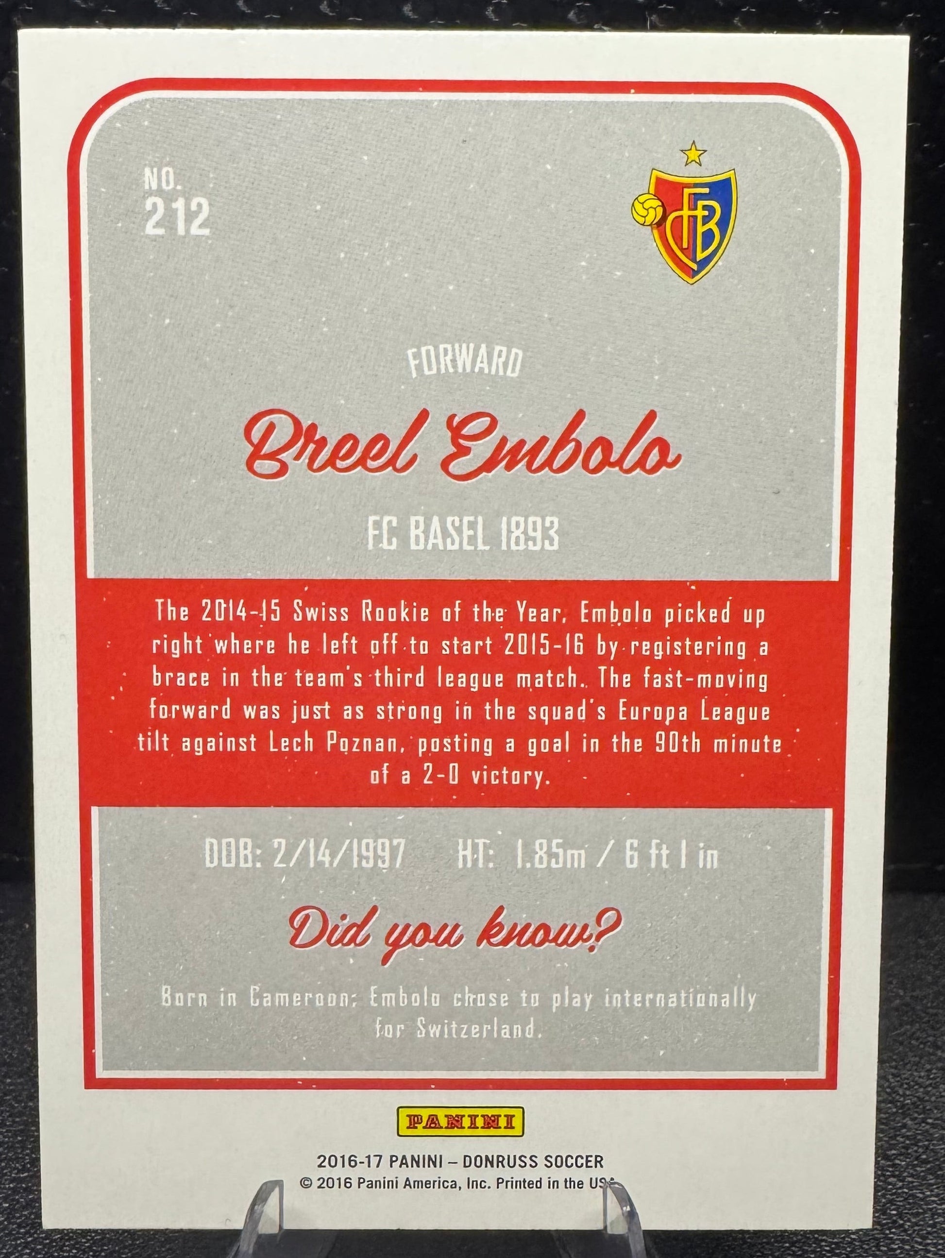 2016 Donruss Holographic 212 Breel Embolo DD RC - 787 Hobby House