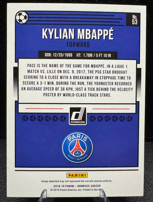 2018-19 Donruss #53 Kylian Mbappe Paris Saint Germain