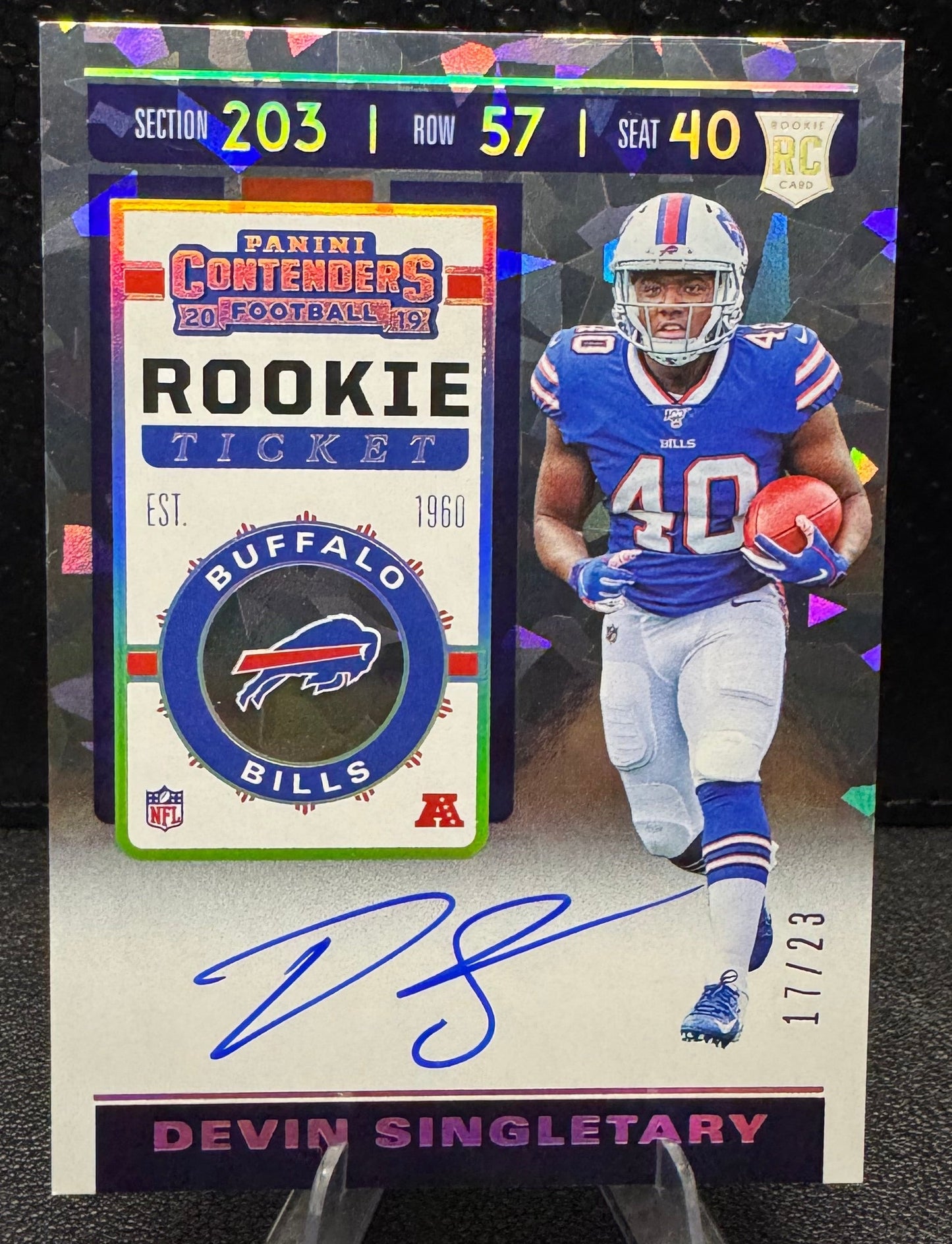 2019 Panini Contenders Cracked Ice 137A Devin Singletary AU RC 17/23 - 787 Hobby House
