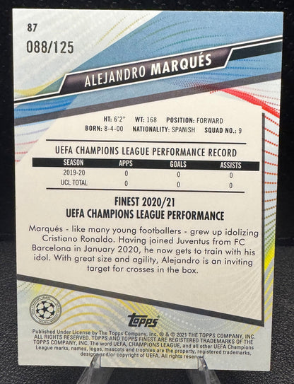 2020 - 21 Finest UEFA Champions League Speckle Refractors 125 87 Alejandro Marques RC 88/125 - 787 Hobby House