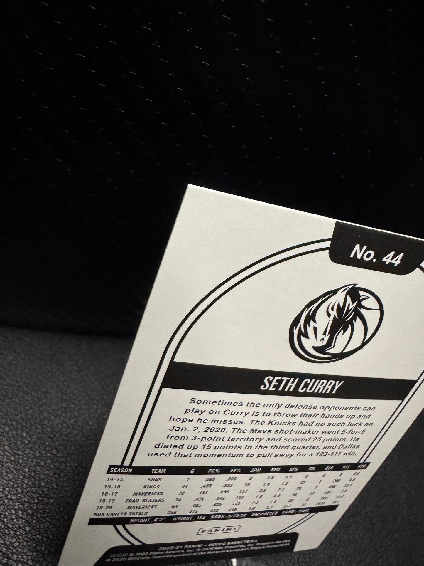 2020 - 21 Hoops 44 Seth Curry Hyper Blue Dallas Mavericks - 787 Hobby House