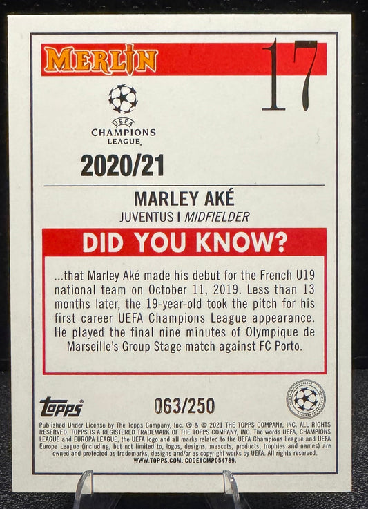 2020 - 21 Merlin UEFA Champions League Atomic Refractors 17 Marley Ake RC - 787 Hobby House