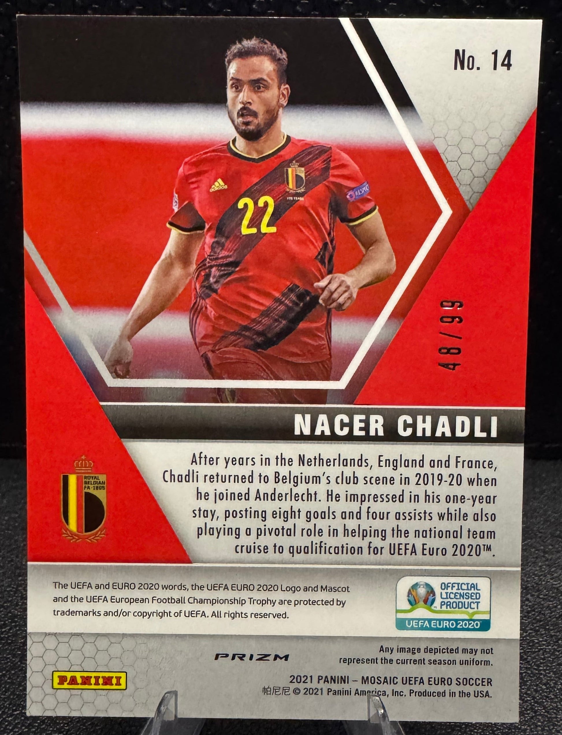 2020 - 21 Panini Mosaic UEFA Euro Circles Blue 14 Nacer Chadli 48/99 - 787 Hobby House