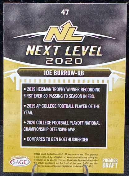 2020 Sage Hit Next Level #47 Joe Burrow RC Cincinnati Bengals - 787 Hobby House