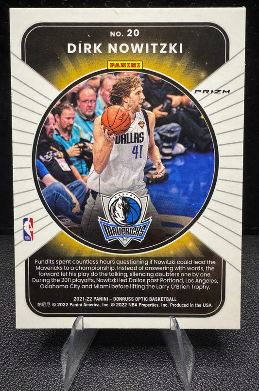 2021 - 22 Donruss Optic 20 Dirk Nowitzki Winner Stays Dallas Mavericks - 787 Hobby House