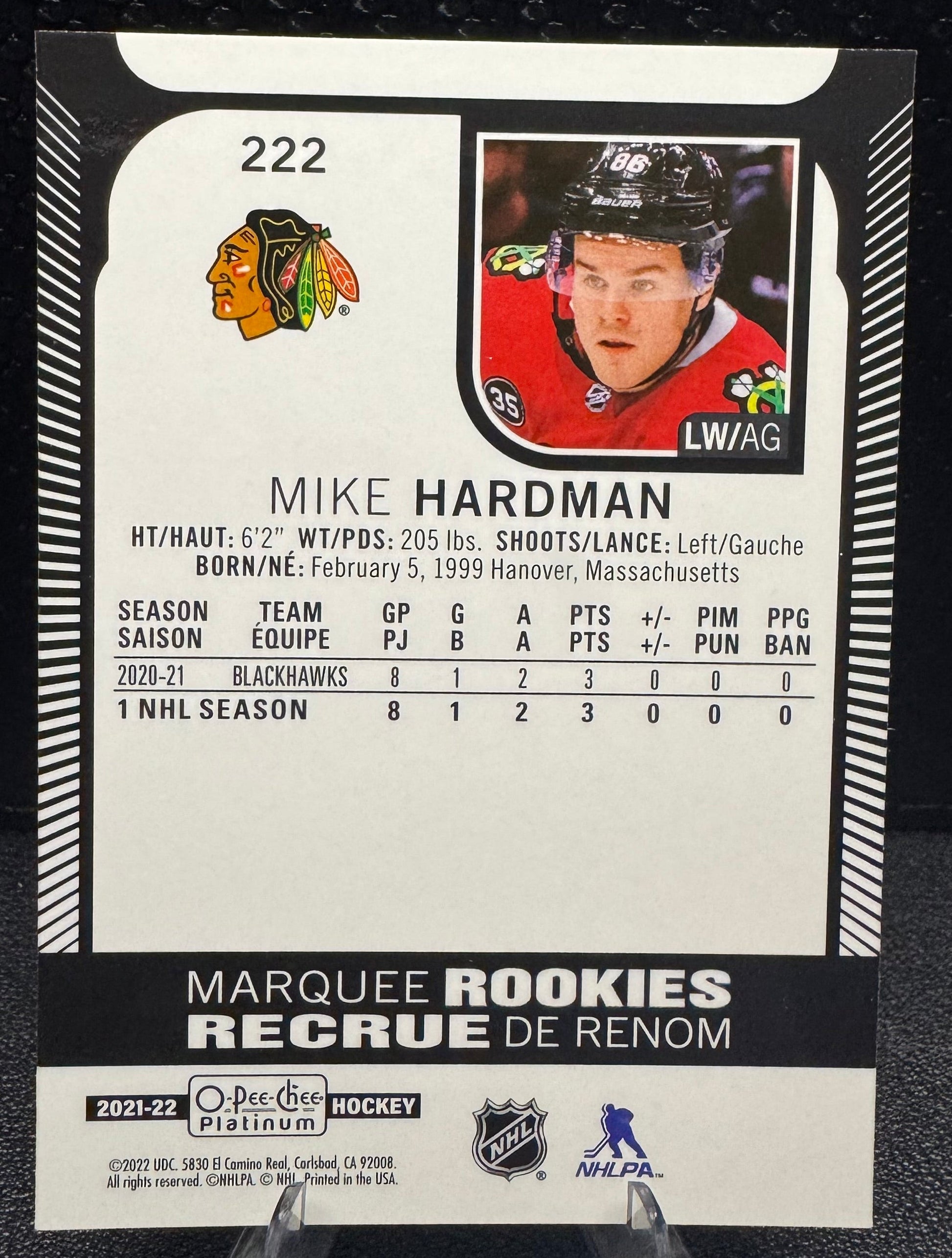 2021 - 22 O - Pee - Chee Platinum Marquee Rookies 222 Mike Hardman RC - 787 Hobby House