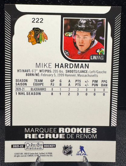 2021 - 22 O - Pee - Chee Platinum Marquee Rookies 222 Mike Hardman RC - 787 Hobby House