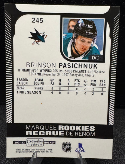 2021 - 22 O - Pee - Chee Platinum Marquee Rookies 245 Brinson Pasichnuk RC - 787 Hobby House