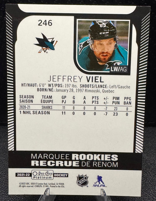 2021 - 22 O - Pee - Chee Platinum Marquee Rookies 246 Jeffrey Viel RC - 787 Hobby House
