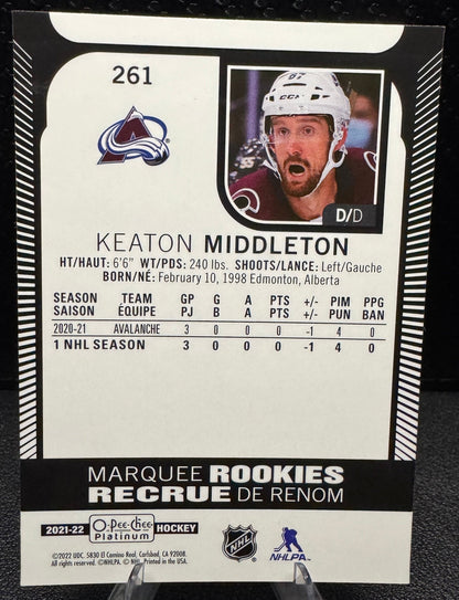 2021 - 22 O - Pee - Chee Platinum Marquee Rookies 261 Keaton Middleton RC - 787 Hobby House
