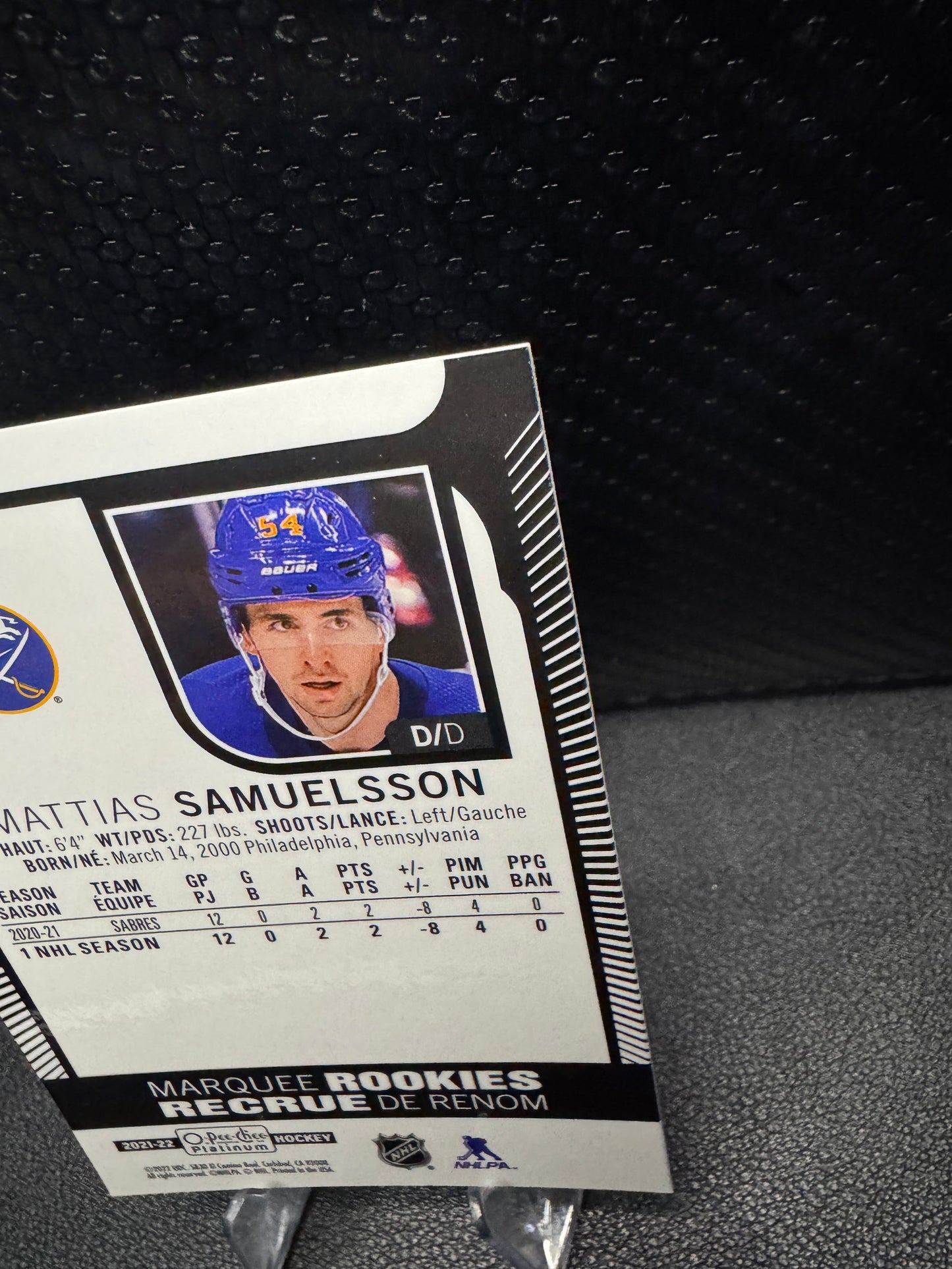 2021 - 22 O - Pee - Chee Platinum Marquee Rookies 264 Mattias Samuelsson RC - 787 Hobby House