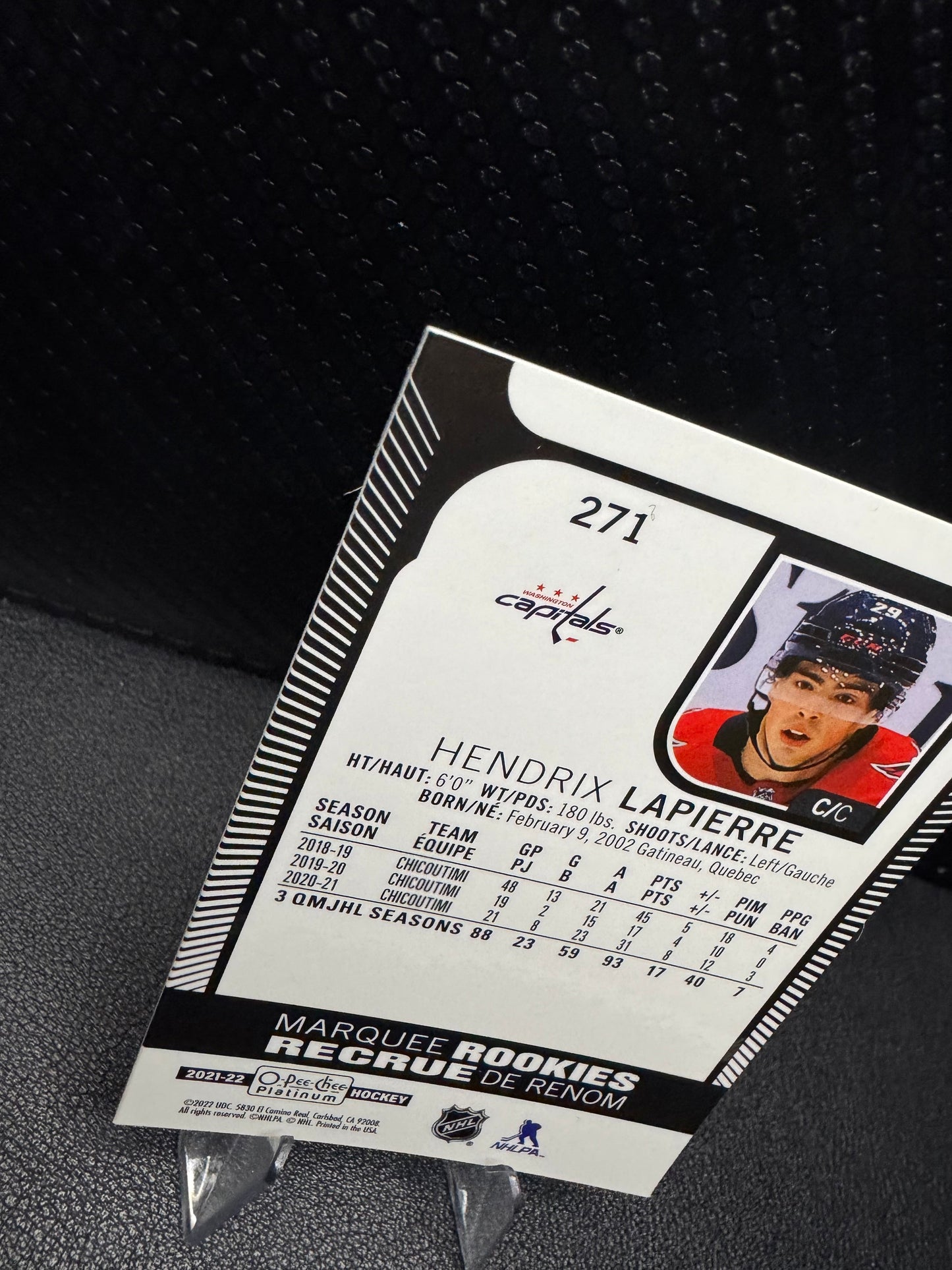 2021 - 22 O - Pee - Chee Platinum Marquee Rookies 271 Hendrix Lapierre RC - 787 Hobby House
