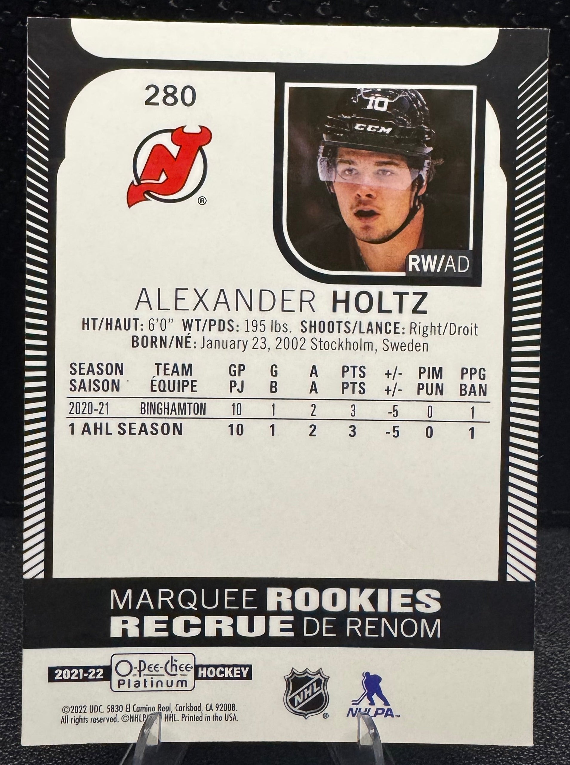 2021 - 22 O - Pee - Chee Platinum Marquee Rookies 280 Alexander Holtz RC - 787 Hobby House