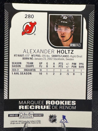 2021 - 22 O - Pee - Chee Platinum Marquee Rookies 280 Alexander Holtz RC - 787 Hobby House