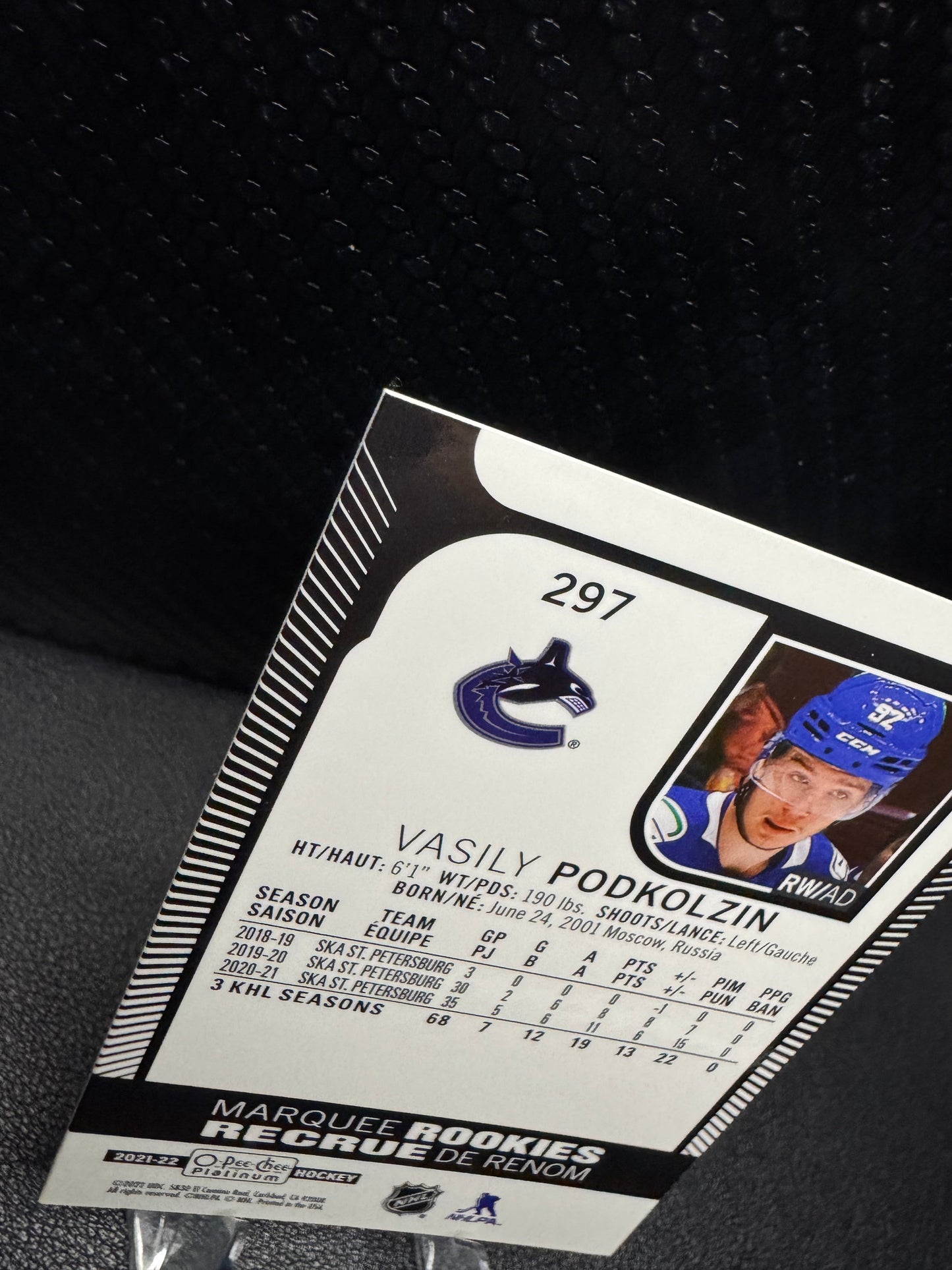 2021 - 22 O - Pee - Chee Platinum Marquee Rookies 297 Vasily Podkolzin RC - 787 Hobby House