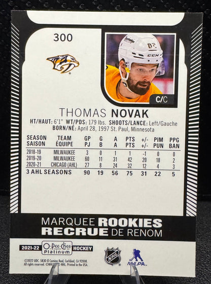 2021 - 22 O - Pee - Chee Platinum Marquee Rookies 300 Thomas Novak RC - 787 Hobby House