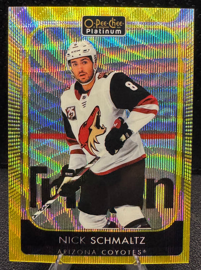 2021 - 22 O - Pee - Chee Platinum Neon Yellow Surge 119 Nick Schmaltz - 787 Hobby House
