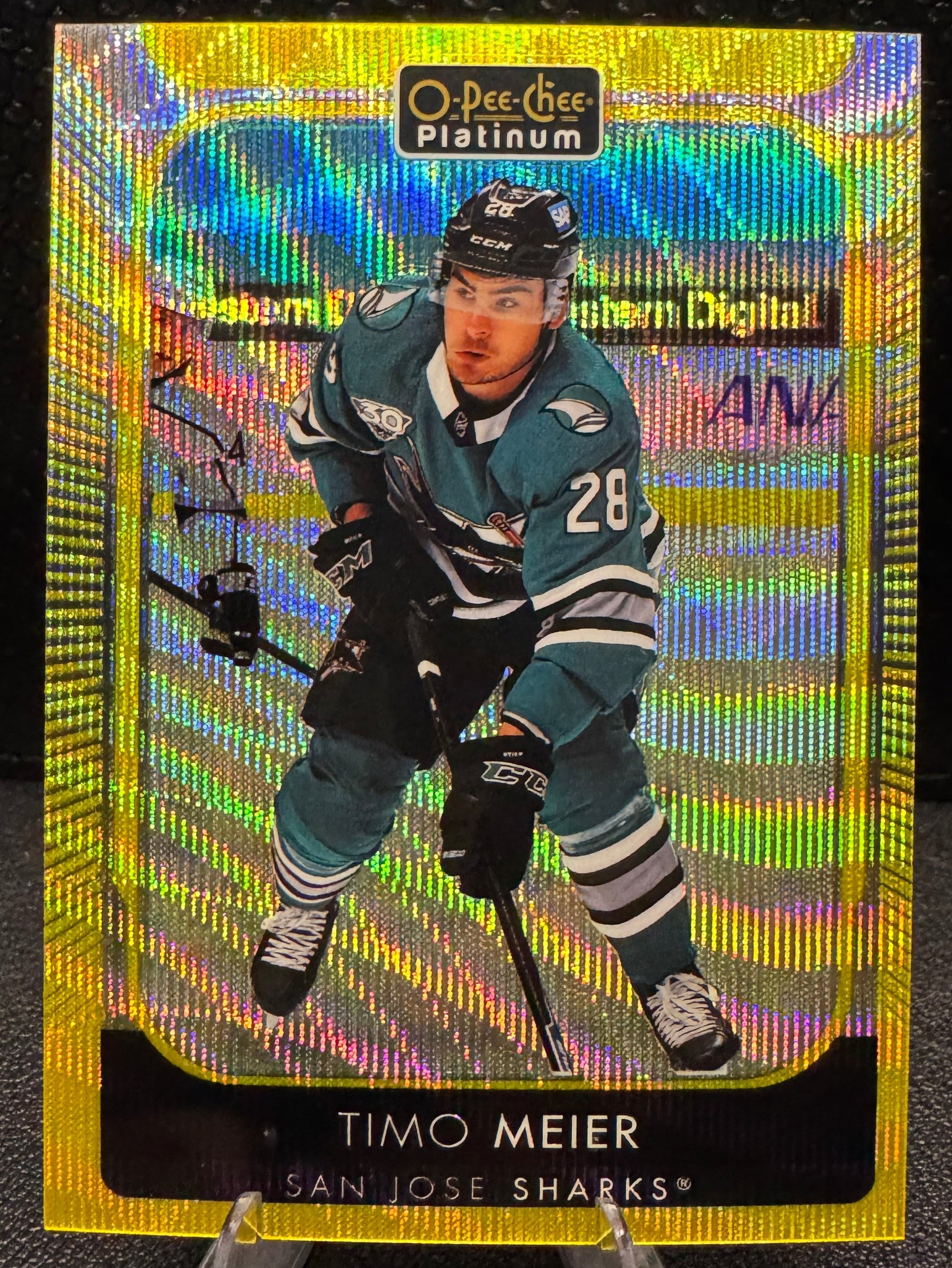 2021 - 22 O - Pee - Chee Platinum Neon Yellow Surge 154 Timo Meier - 787 Hobby House
