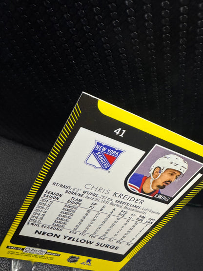 2021 - 22 O - Pee - Chee Platinum Neon Yellow Surge 41 Chris Kreider - 787 Hobby House