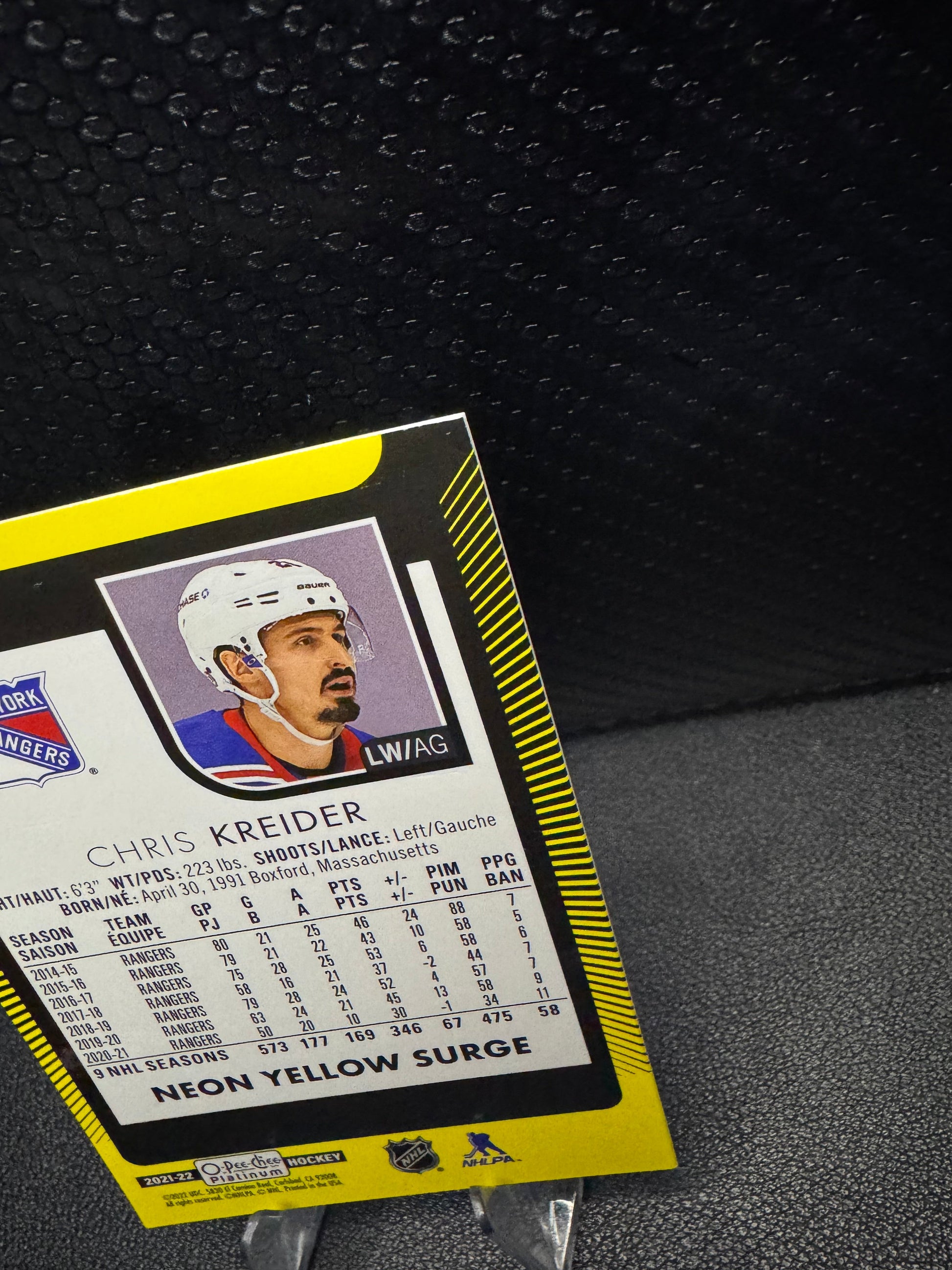 2021 - 22 O - Pee - Chee Platinum Neon Yellow Surge 41 Chris Kreider - 787 Hobby House