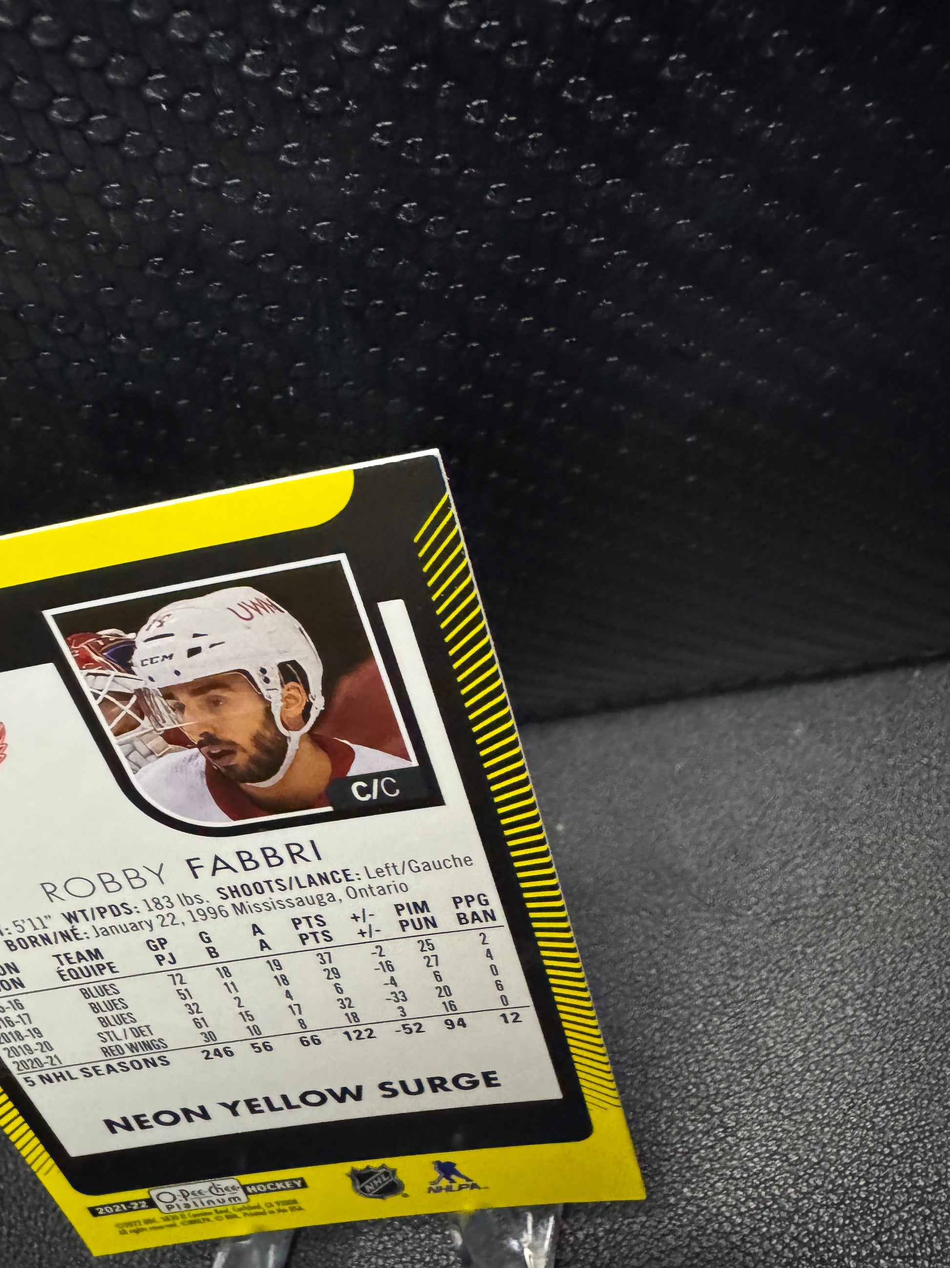 2021 - 22 O - Pee - Chee Platinum Neon Yellow Surge 86 Robby Fabbri - 787 Hobby House