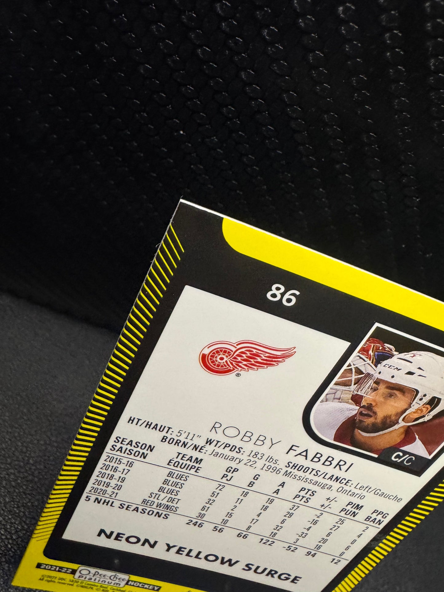 2021 - 22 O - Pee - Chee Platinum Neon Yellow Surge 86 Robby Fabbri - 787 Hobby House