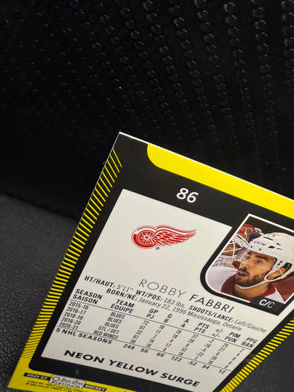 2021 - 22 O - Pee - Chee Platinum Neon Yellow Surge 86 Robby Fabbri - 787 Hobby House