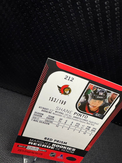 2021 - 22 O - Pee - Chee Platinum Red Prism 212 Shane Pinto RC 153/199 - 787 Hobby House